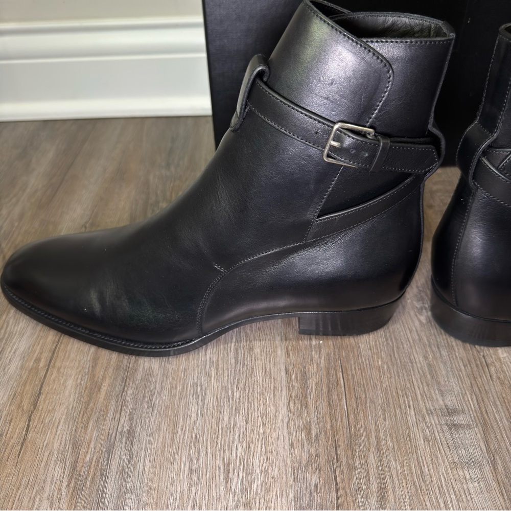 Saint Laurent Wyatt 30 Jodhpur Marrakesh Nero Black Leather Boots with Strap - Picture 8 of 16